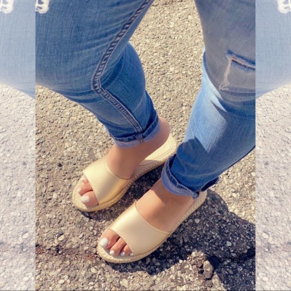 Gold Espadrille Slides